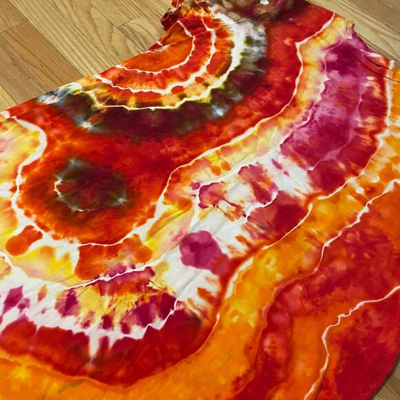 Ice Dyed T-shirt Dress - Tie Dye Hippie Boho - Red Fire Geode (Women's 3XLarge) - Picture 11 of 11
